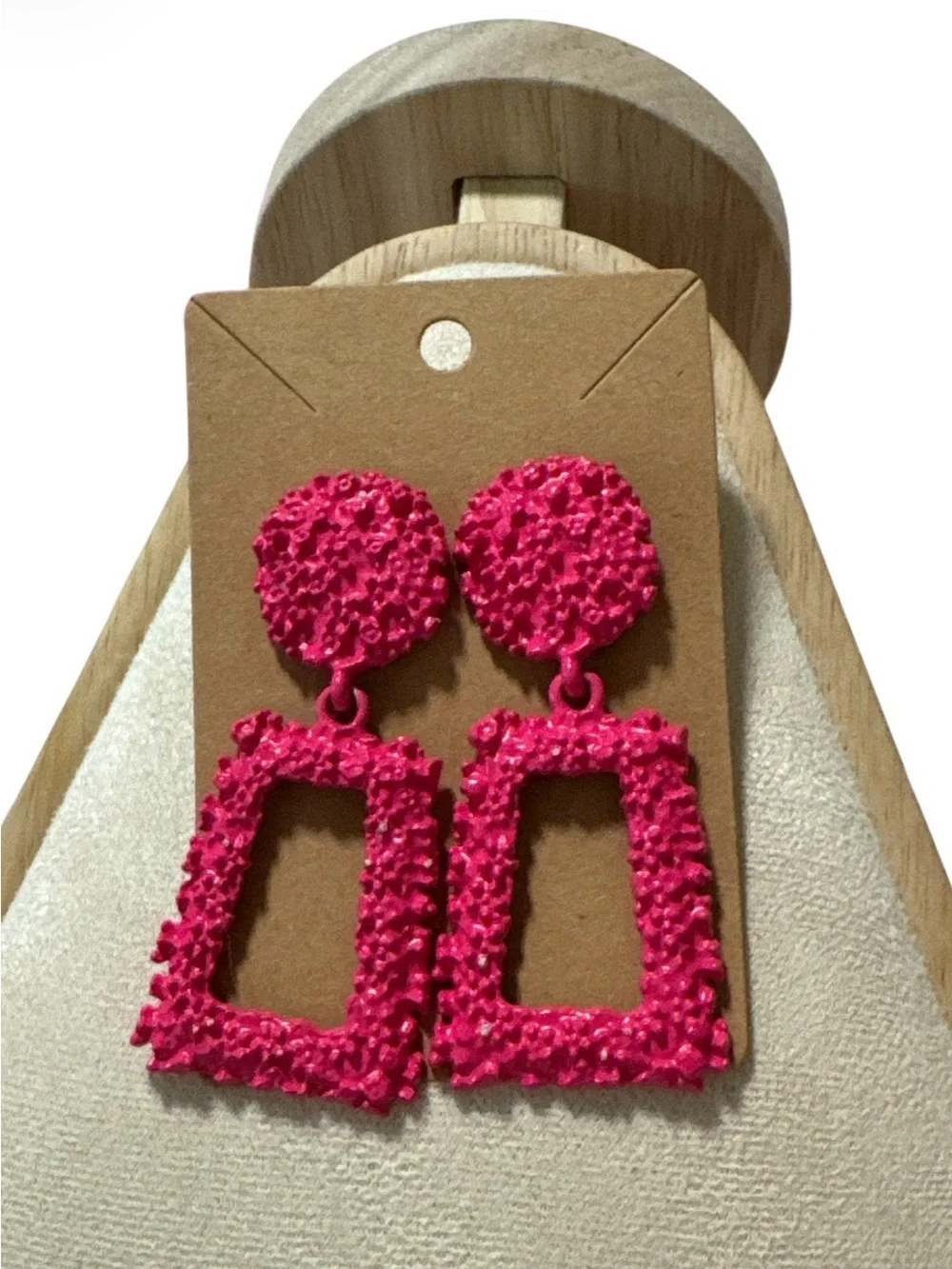Hot Pink Textured Drop Earrings